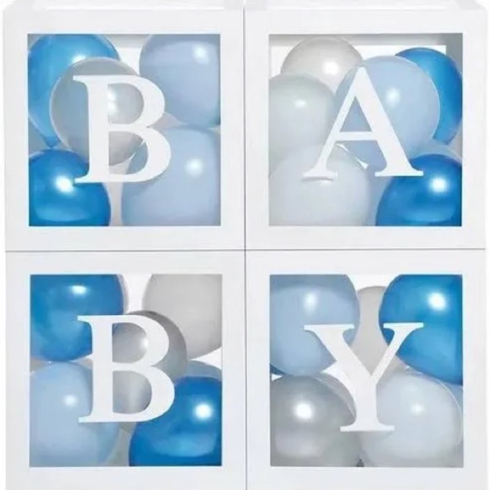Blue- White Baby Shower Balloon Boxes (gender reveal)
